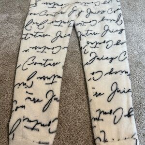 VTG 90s Y2K Juicy Couture White and Black Script Fleece Lounge Pajama Pants